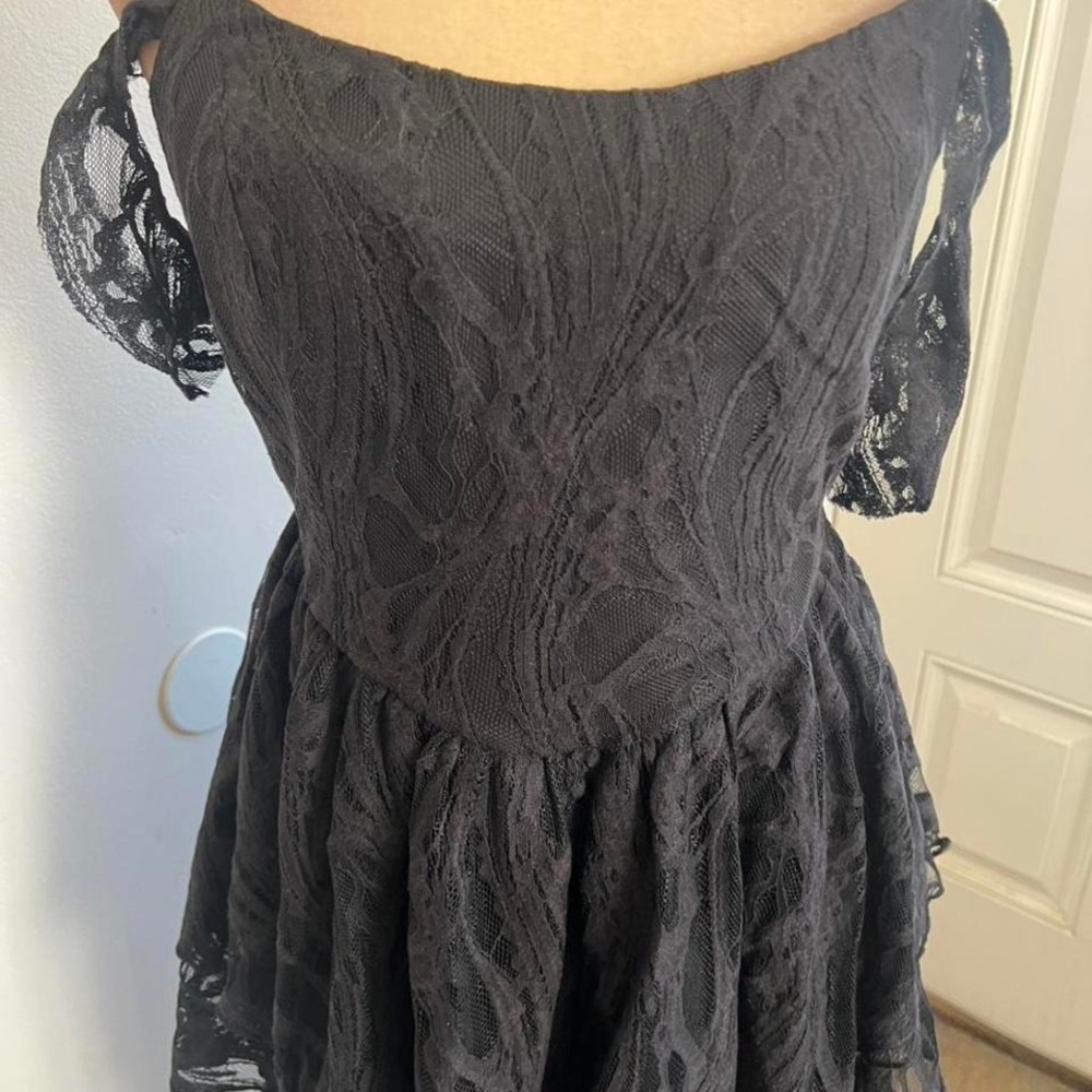 Killstar haunted. union black lace mini dress off shoulder romantic large - Picture 3 of 6